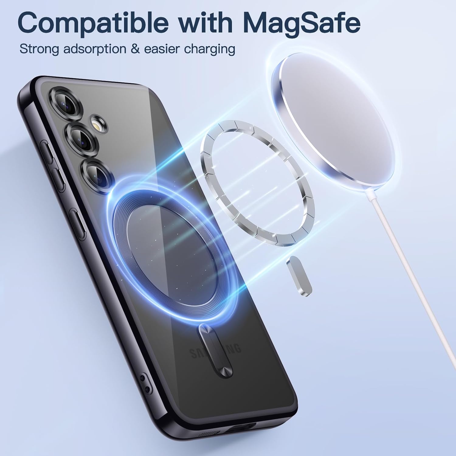 Husa pentru Samsung Galaxy A55 cu MagSafe si protectie pentru lentile anti-shock 1.5 mm - negru