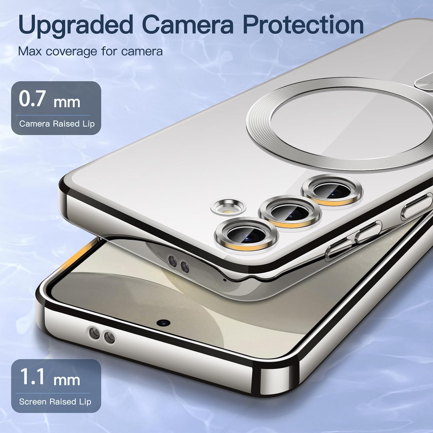 Husa pentru Samsung Galaxy A55 5G cu Magsafe integrat, SKYDDAR Luxury Shield - Argintiu