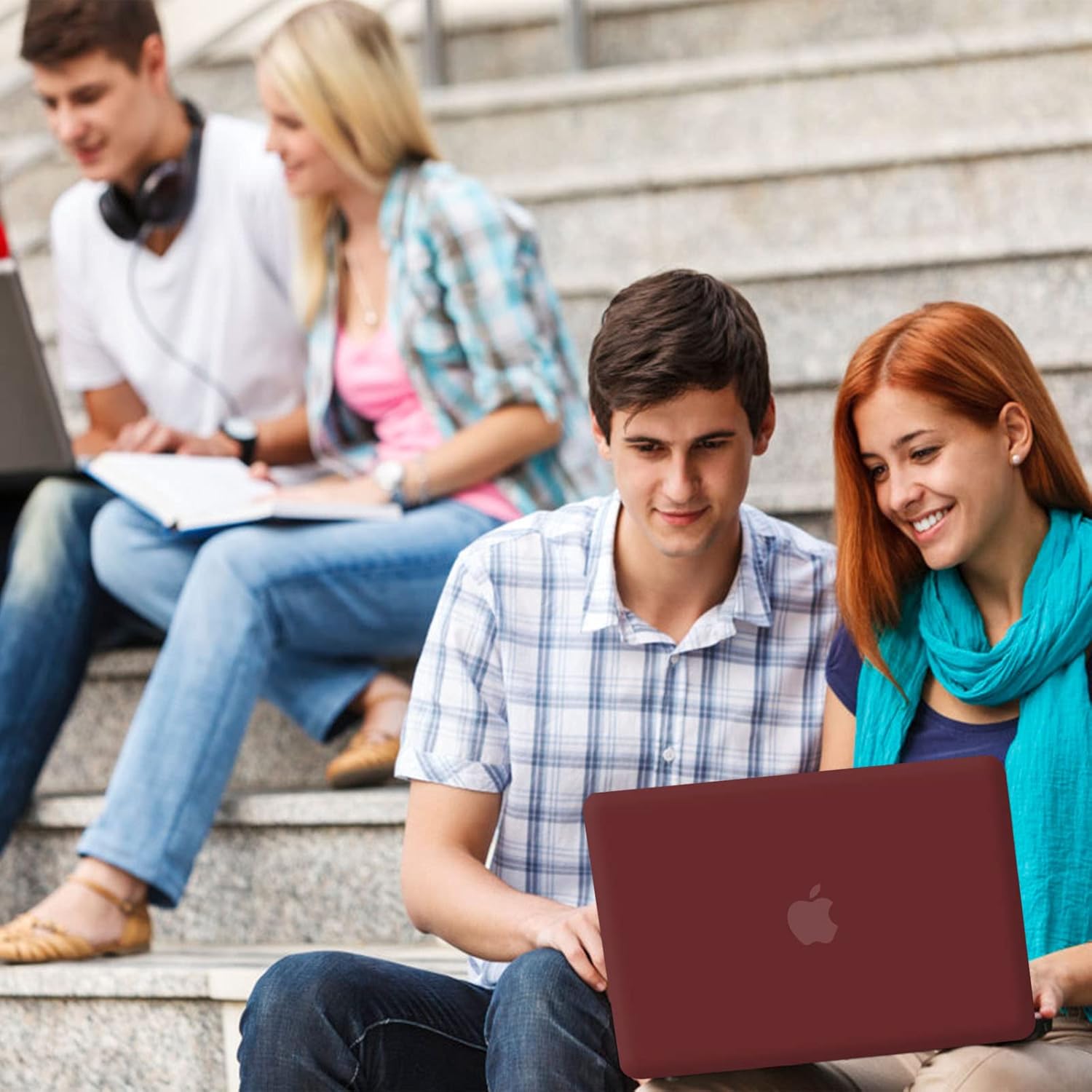 Husa laptop Kosiil, compatibila MacBook Air 13 inch (A1369/A1466), Ultra-Slim, Vin Rosu