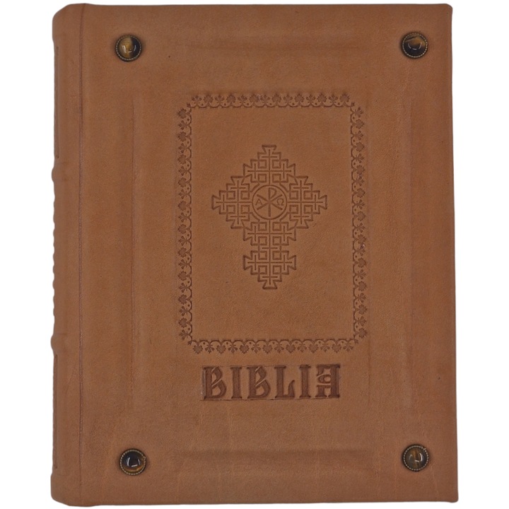 Biblia Bartolomeu Anania, legata in piele naturala maro, schnit policrom - Editura Institutului Biblic si de Misiune Ortodoxa