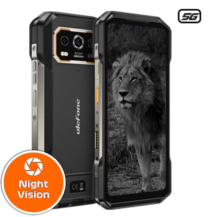 Mobiltelefon Ulefone Armor 27 Pro, fekete, 5G, Camera Night Vision 64MP, 6,78" FHD+ 120Hz, 24GB RAM (12GB+12GB bővíthető), 256GB ROM, Android 14, 10600mAh, DualSim