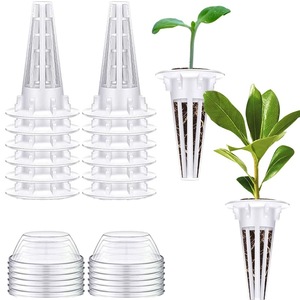 Set 12 cosuri Regal Bliss ®, de plastic pentru cresterea plantelor, set de recipiente pentru ghiveci de cultivare plante cu sistem de cultivare hidroponica fara sol, inlocuitori de cosulete conice pentru gradina hidroponica, Alb