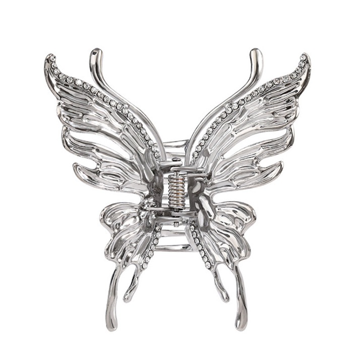 Agrafa de par model fluture, metal, argintiu