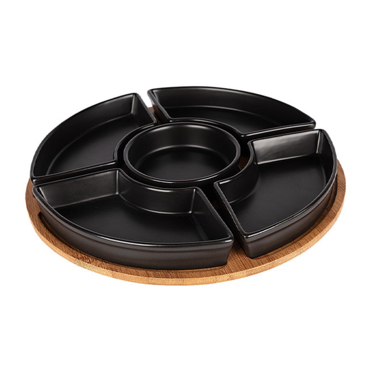 Set 5 boluri pe support bambus INSPIRATION negru