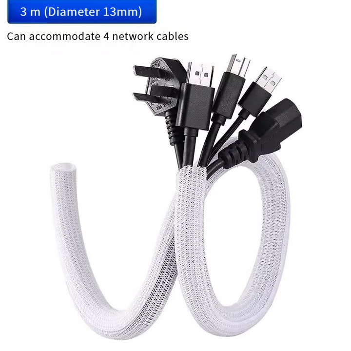 Самозатварящ се органайзер за кабели, Защита от гризачи, Устойчив на висока температура, Бял, 3m x 13mm