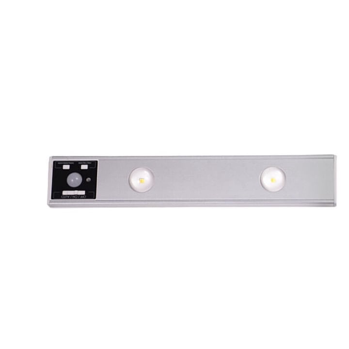Lampa de veghe cu senzor miscare, proiectie munte, reglabila, argintiu, 30cm, 2 LED-uri