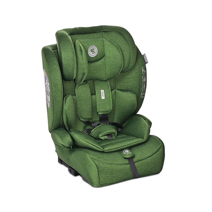Scaun auto pentru copii, Lorelli, Rio, Isofix, 76-150 cm, 15 Luni-12 Ani, Green
