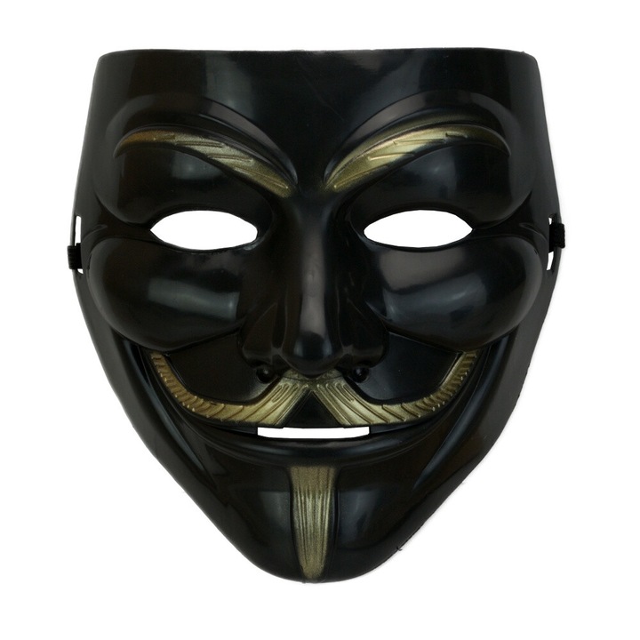 Masca ANONYMOUS Guy Fawkes, negru, marime universala, OnemisFlot