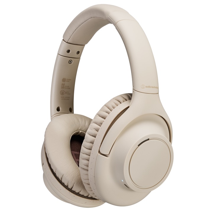 Casti Audio-Technica Wireless cu Noise Cancelling si incarcare rapida ATH-S300BT Bej