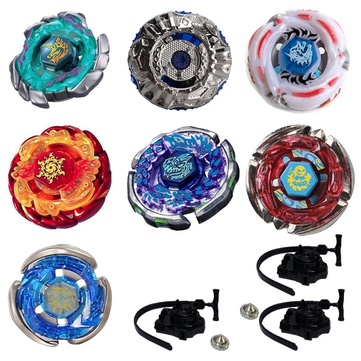 Titrezi 4D ATTACK1 csomag 7 db + 3 kilövő + 2 fémhegy: BB117 Blitz Unicorno, BB120 Diablo Nemensis, BB102 Sgrew Capricorne, BB88 Meteo L-Drago, BB89 New Sun-God, BBBB937 Super Gil, Aquario