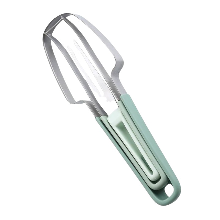 Cutit pentru fructe 3 in 1 din otel inoxidabil, unealta de taiat furculita pentru pepene verde, verde