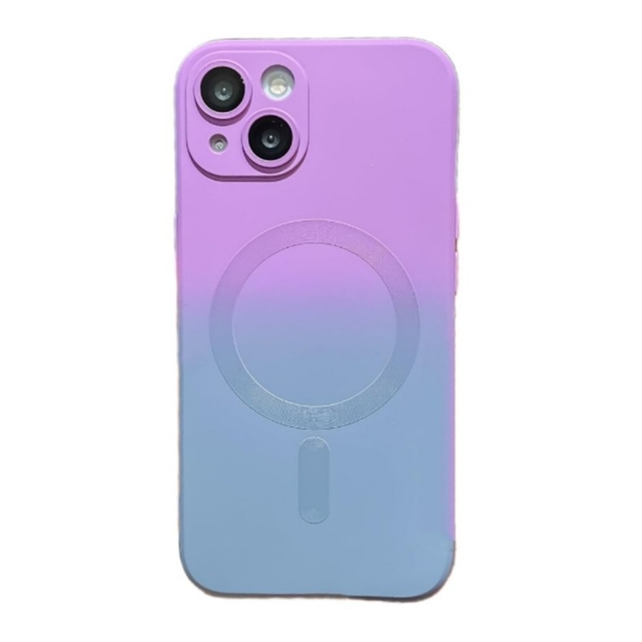 Husa gradient de protectie tip bumper compatibila cu Apple iPhone 14 plus, enkourakoko®, Gri Violet