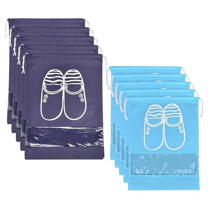 Комплект от 10 органайзера за обувки за пътуване, Rqiurpn, тъмно синьо/светло синьо, XL/L, устойчиви на прах/мухъл