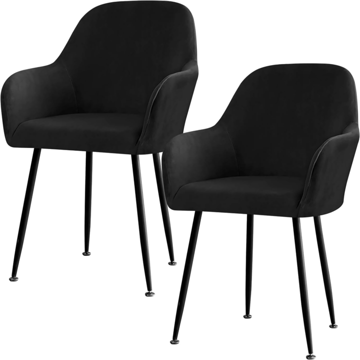 Set 2 huse universale pentru scaun, din Catifea bumbac si elastan, negru