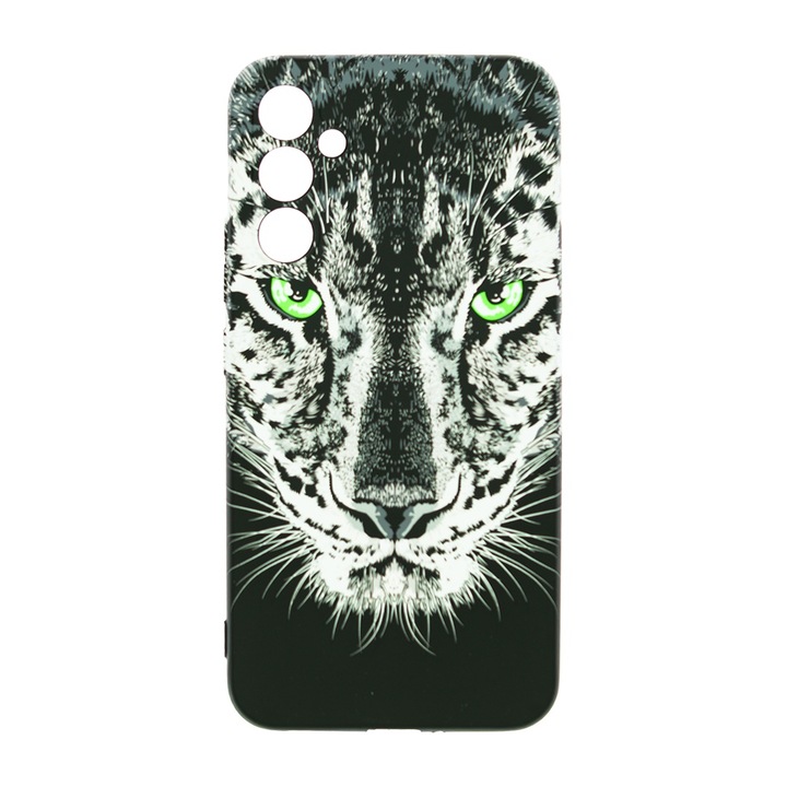 Husa de telefon, LUXO, compatibil cu Samsung Galaxy A34, model Black Leopard cu efect fosforescent, TPU, multicolor