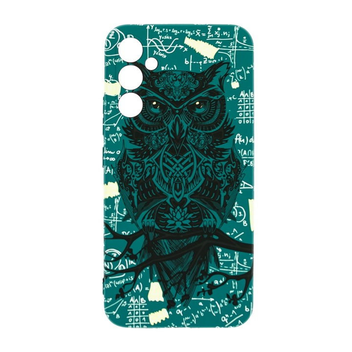 Husa de telefon, LUXO, compatibil cu Samsung Galaxy A34, model Math Owl cu efect fosforescent, TPU, multicolor