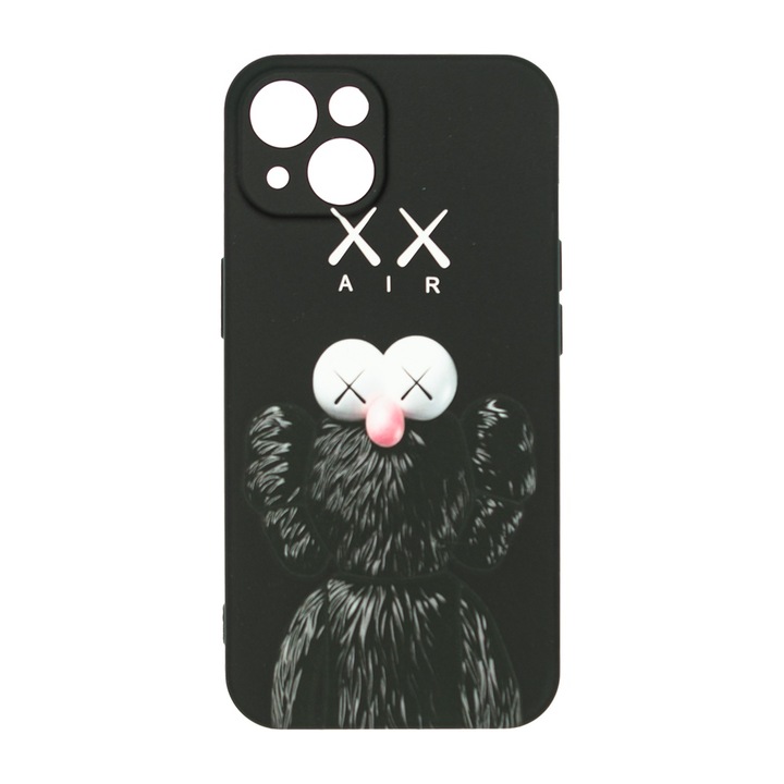 Husa de telefon, LUXO, compatibil cu iPhone 14, model DarkSide Kaws cu efect fosforescent, TPU, multicolor