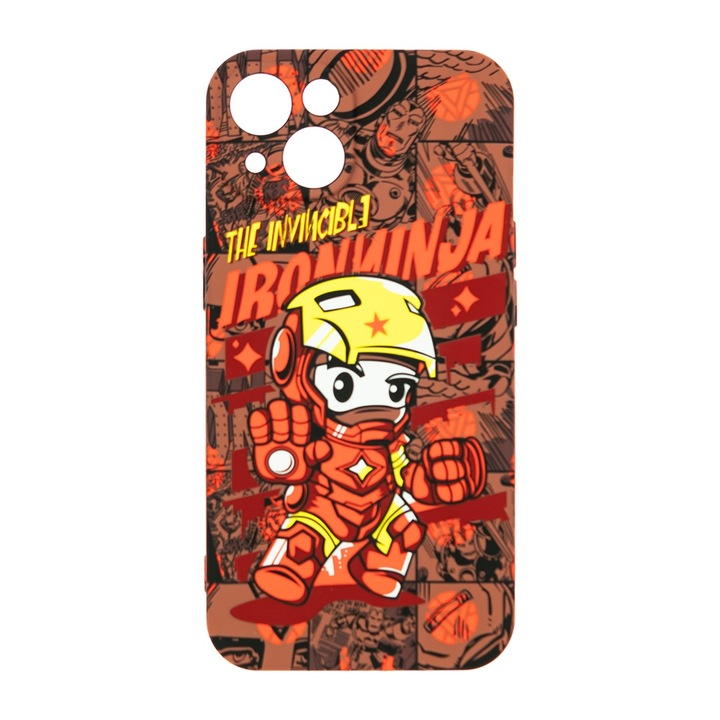 Husa de telefon, LUXO, compatibil cu iPhone 14, model Iron Ninja cu efect fosforescent, TPU, multicolor