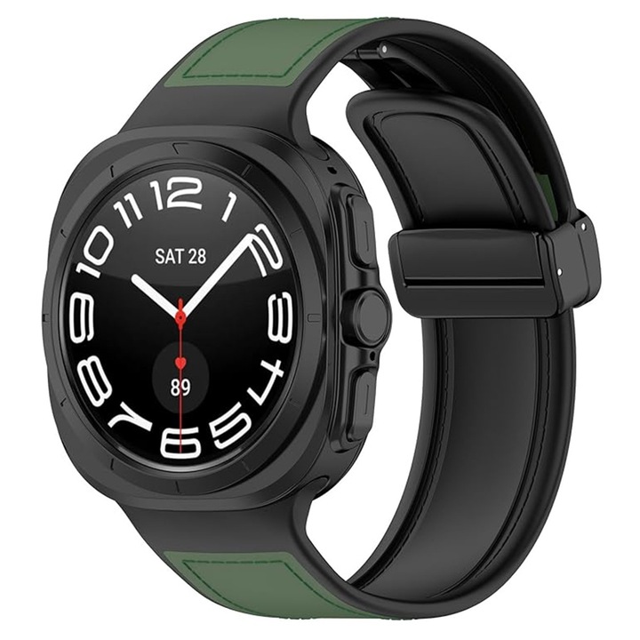 Curea pentru Samsung Galaxy Watch Ultra 47mm, Watchband, S65, Silicon, Green