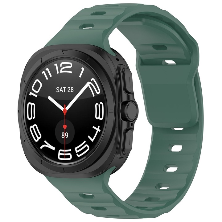 Curea pentru Samsung Galaxy Watch Ultra 47mm, Watchband, S66, Silicon, Dark Green