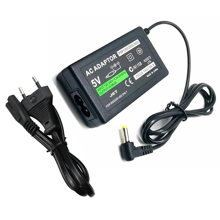 Адаптер Zola Playstation slim/fat, LED индикатор, изходно напрежение 5V, дължина на кабела 200 см, черен