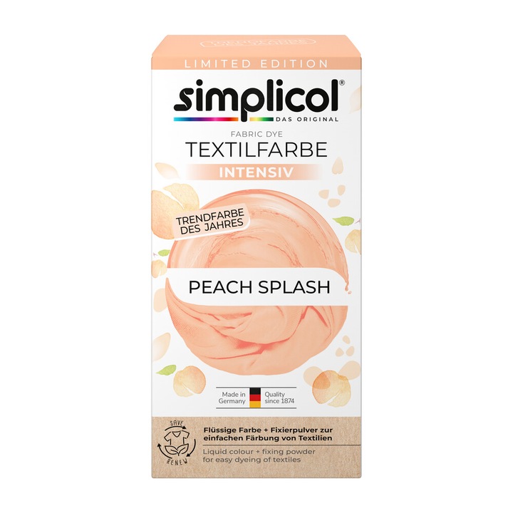 Vopsea pentru haine, Simplicol Intensiv, Piersici, 150 ml + 400 g