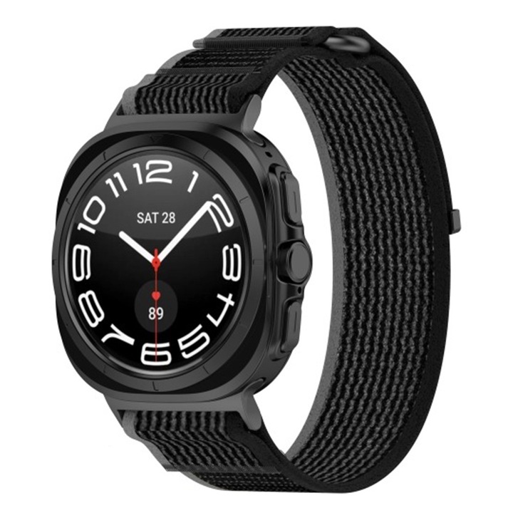 Curea Ceas SmartWatch pentru Samsung Galaxy Watch Ultra 47mm, OPTIM SOLUTION, Textil Design, Comfy to Wear, Ajustabila, Negru