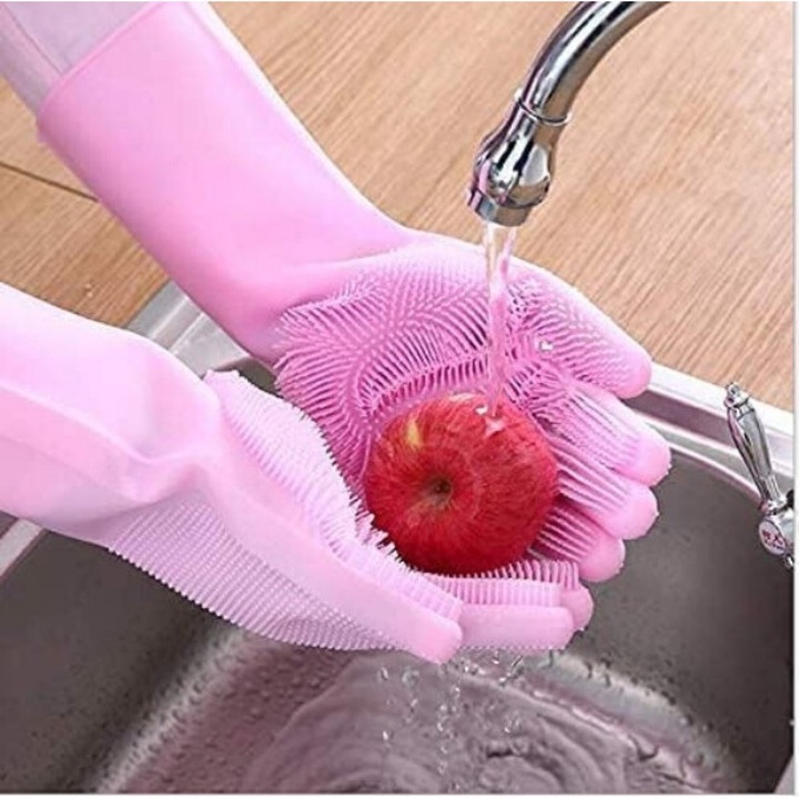 Manusi de curatat din silicon, multifunctionale, roz