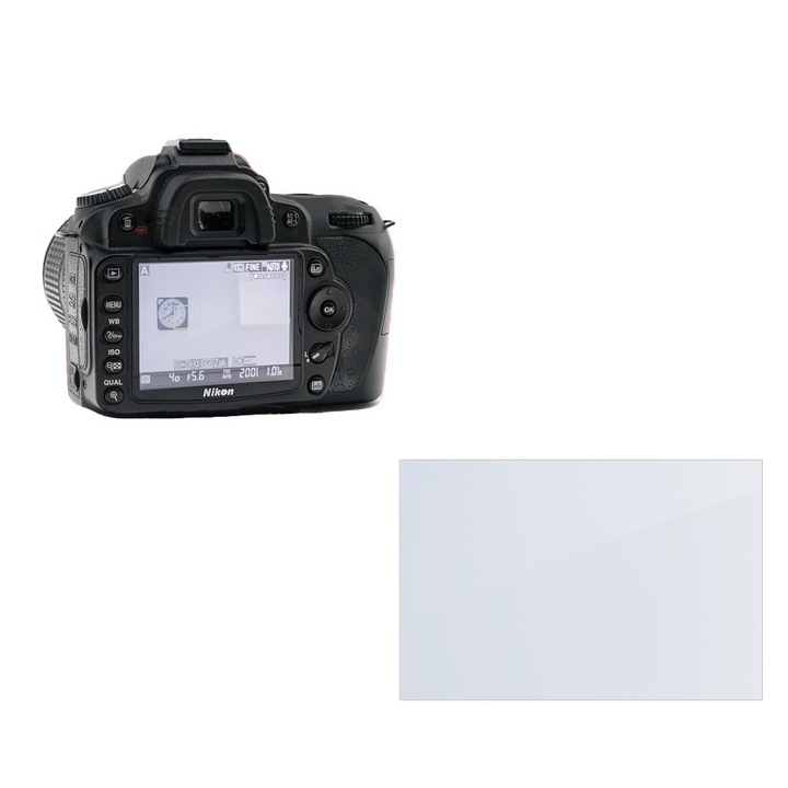 Set protectie compatibil cu Nikon D90, COMANDO Focus Shield, 1 Folie de Silicon Rezistenta pentru Ecran, Anti-Reflexie, Anti-zgarieturi, Proprietati Regenerabile, Protectie Anti-Amprente, Aplicare usoara, Transparent