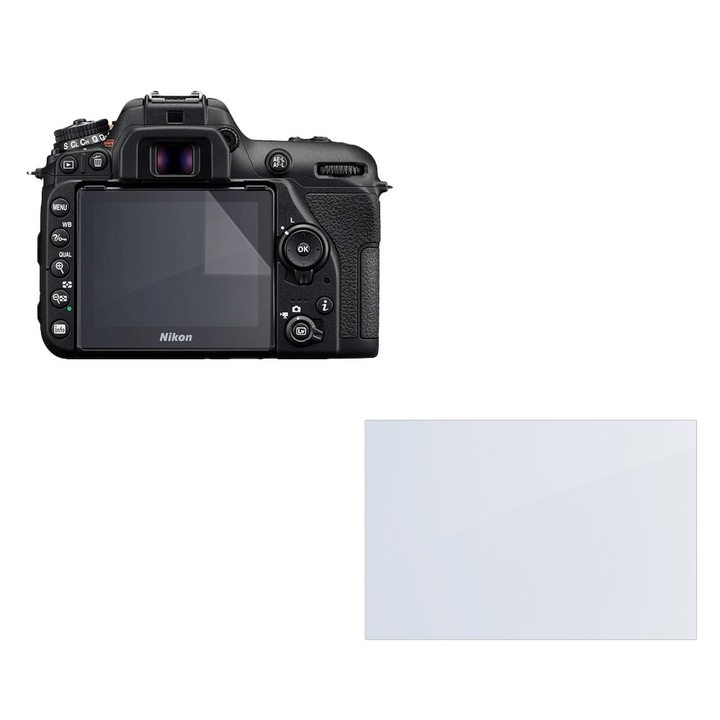 Set protectie compatibil cu Nikon D7500, COMANDO Focus Shield, 1 Folie de Silicon Rezistenta pentru Ecran, Anti-Reflexie, Anti-zgarieturi, Proprietati Regenerabile, Protectie Anti-Amprente, Aplicare usoara, Transparent