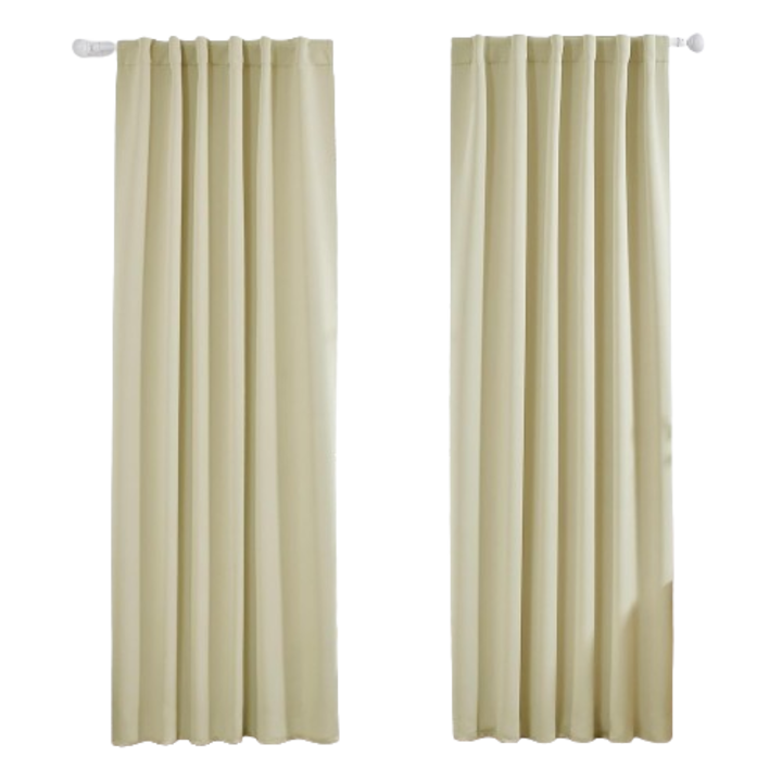 2 db Deconovo hőszigetelő átlátszatlan függöny készlet, egységes, 107 x 242 cm, bézs