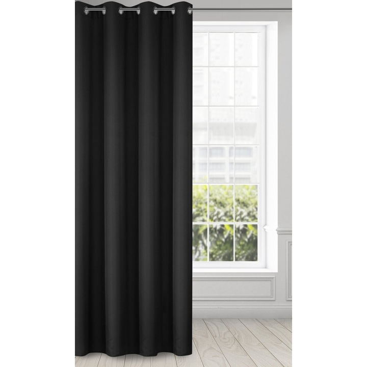 Függöny RITA 140 x 250 cm tömítőgyűrűk Eurofirany fekete
