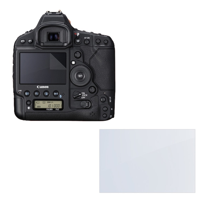 Set protectie compatibil cu Canon EOS-1D X Mark II, COMANDO Focus Shield, 1 Folie de Silicon Rezistenta pentru Ecran, Anti-Reflexie, Anti-zgarieturi, Proprietati Regenerabile, Protectie Anti-Amprente, Aplicare usoara, Transparent
