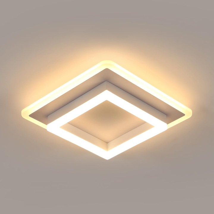 Led плафониера, Mckalen, 30 W 3500 Lm, квадратна, бяла, за спалня, всекидневна, кухня, коридор, охлаждане 6500 K, дължина 30 см
