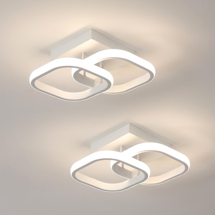 Комплект от 2 броя, Mckalen, LED плафониери, 24w 2700lm, квадратни, неутрална светлина 3000K, за спалня, всекидневна, коридор, антре, балкон, стълбище
