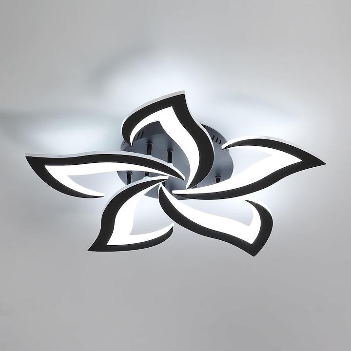 LED таванна лампа, Mckalen, креативен дизайн с венчелистчета, акрил, 60w 6750lm, студено бяло 6500k, за спалня, всекидневна, кухня, коридор