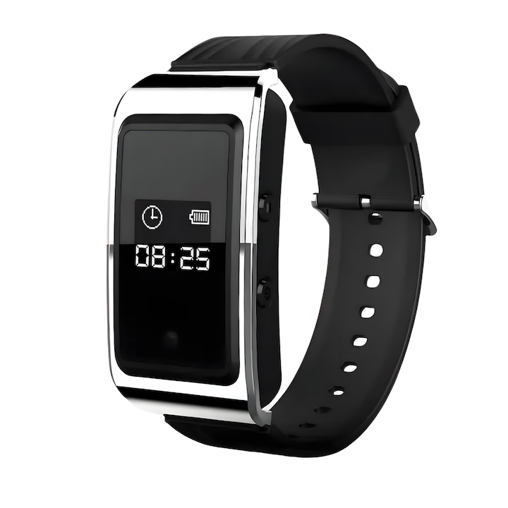 IMODIX Megfigyelő óra, audio-videó felvételek, 8 GB memória, 1080p videófelbontás, 50 perces videofelvétel, 96 órás hangfelvétel, MP3 lejátszó, háttérzaj eltávolítás, automatikus hangfelismerés, fekete