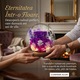 Set Trandafir etern in cupola de sticla, Excitat®, Flori conservate, Baza din lemn masiv, Iluminare LED, se pastreaza 3-5 ani, Cutie cadou, 13×13×13 cm, Violet