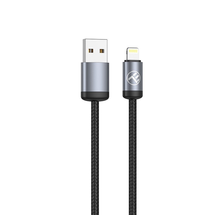 Cablu de date si incarcare Tellur Minimalist USB - Lightning, 2.4A, 1m, negru