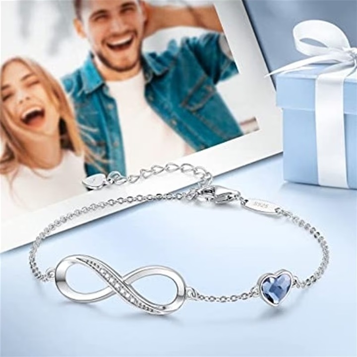 Bratara dama, Chigoods Argint 925/Cristale, Infinit, Love, Argintiu/Albastru