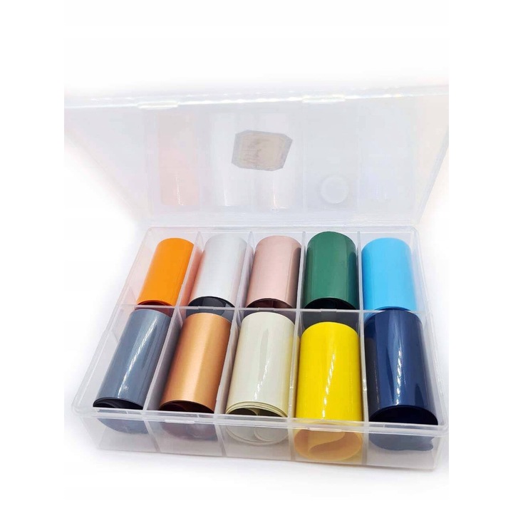 Transzferfólia készlet körömdíszítéshez ORIGINAILS, matt, 10 darabos, sokszínű