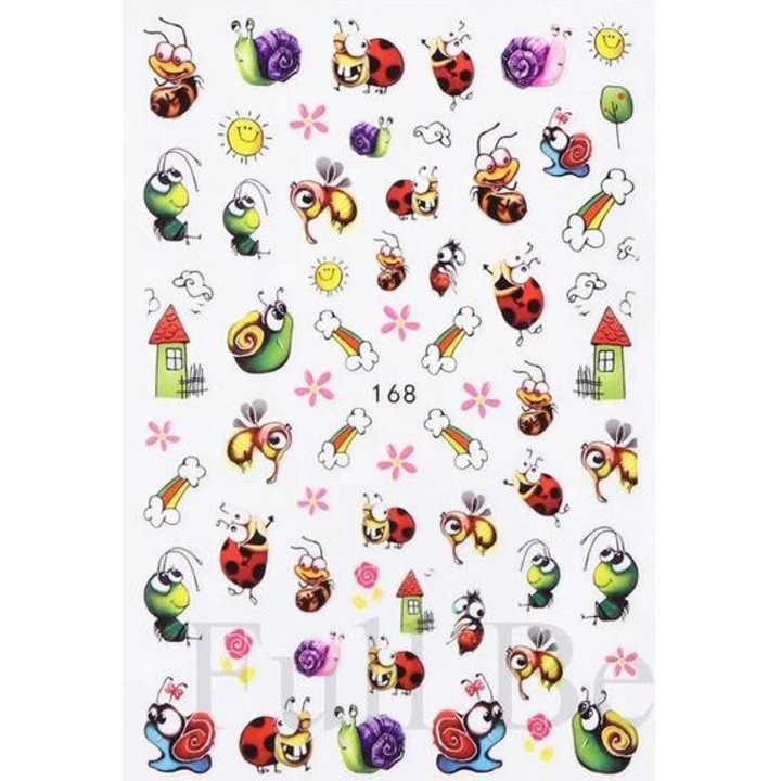 Körömmatrica készlet, vicces minták, tarka, 168 db-os