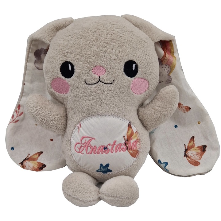 Плюшено зайче, бродирано, ръчна изработка