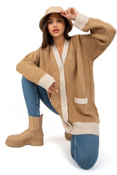 Női hosszú kardigán, oversize, egyes méretű