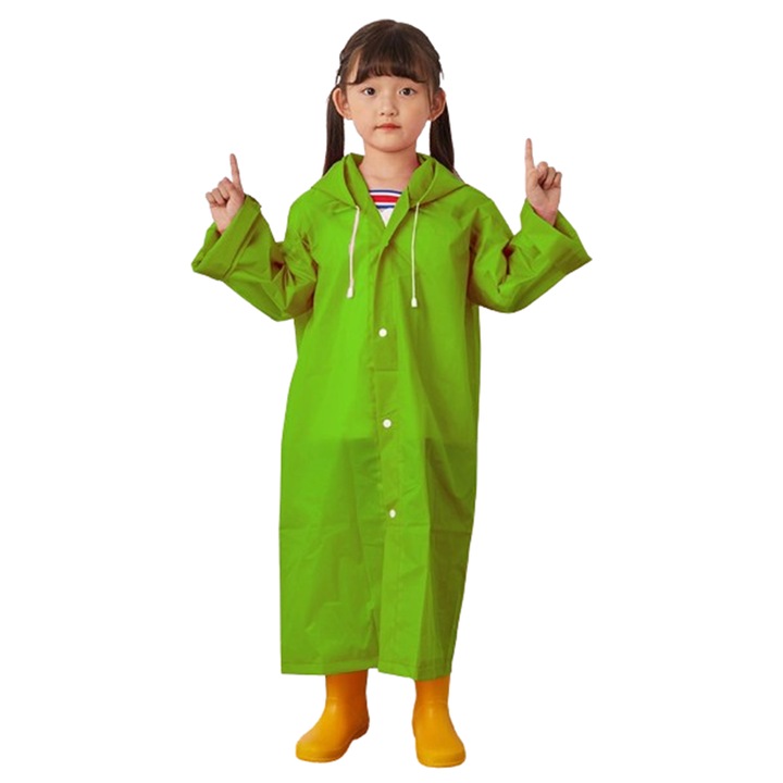Pelerina de ploaie Uni, Verde, 128-156 CM