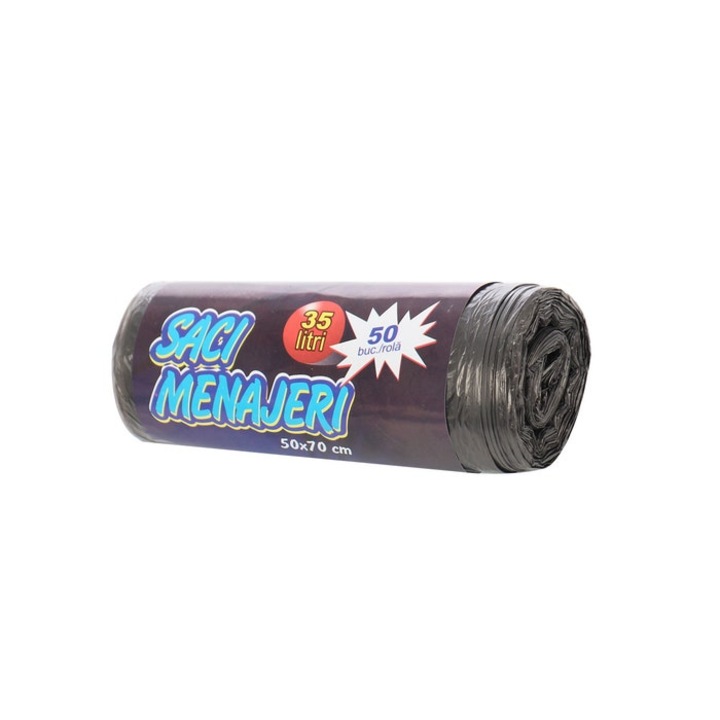 Saci menajeri / gunoi, negru, 35L, 50 buc / rola