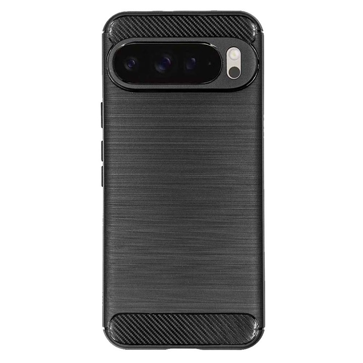 Husa Silicon carbon SILKASE pentru Google Pixel 9 Pro XL, silicon, culoare negru