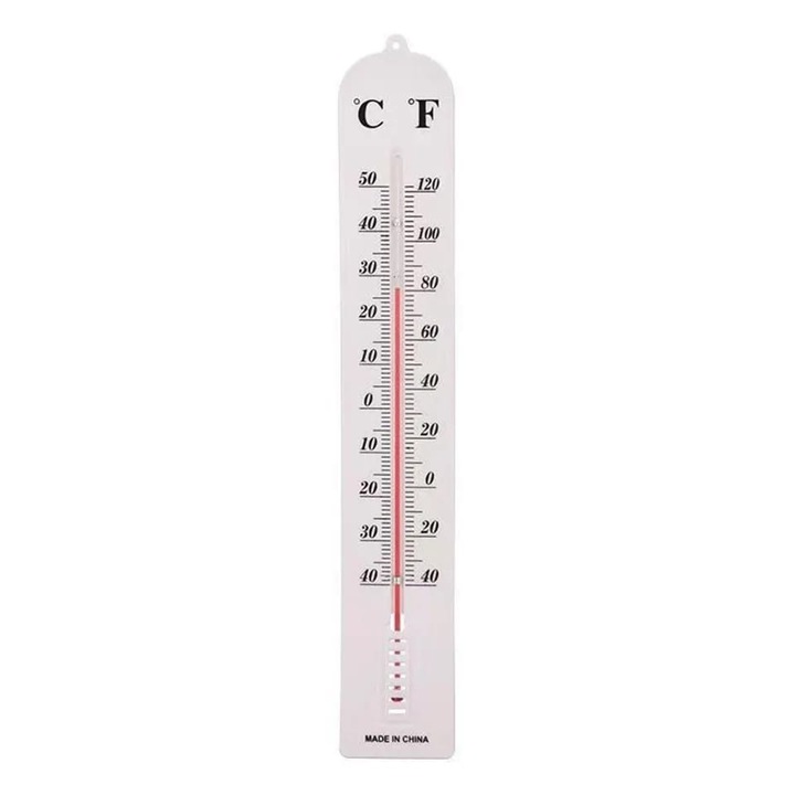 Стенен термометър, пластмасов, от -20C до +50C, бял