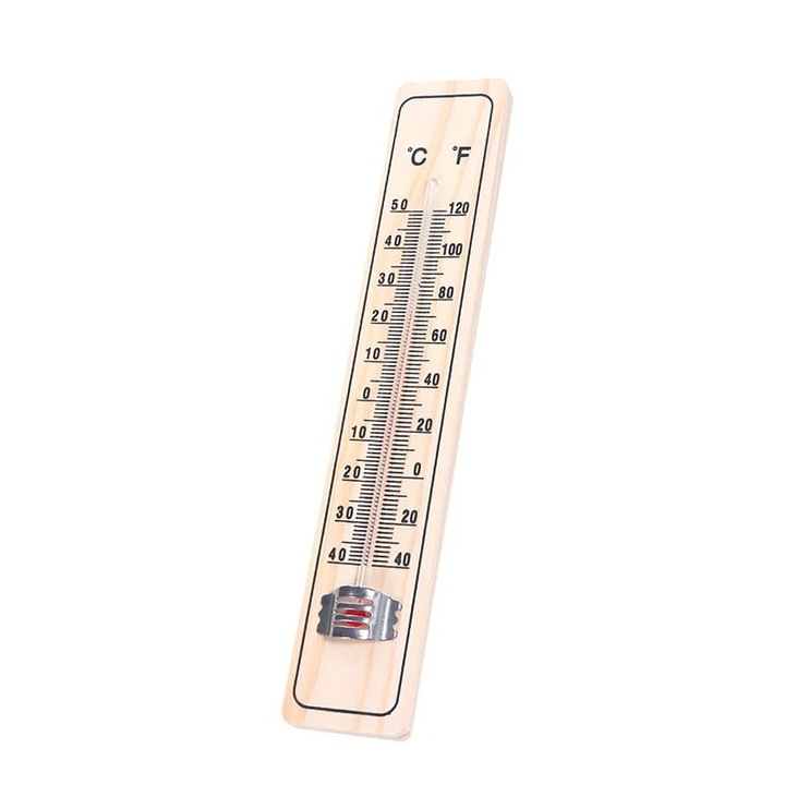 Стенен термометър, дърво, от -40C до +50C, кремав