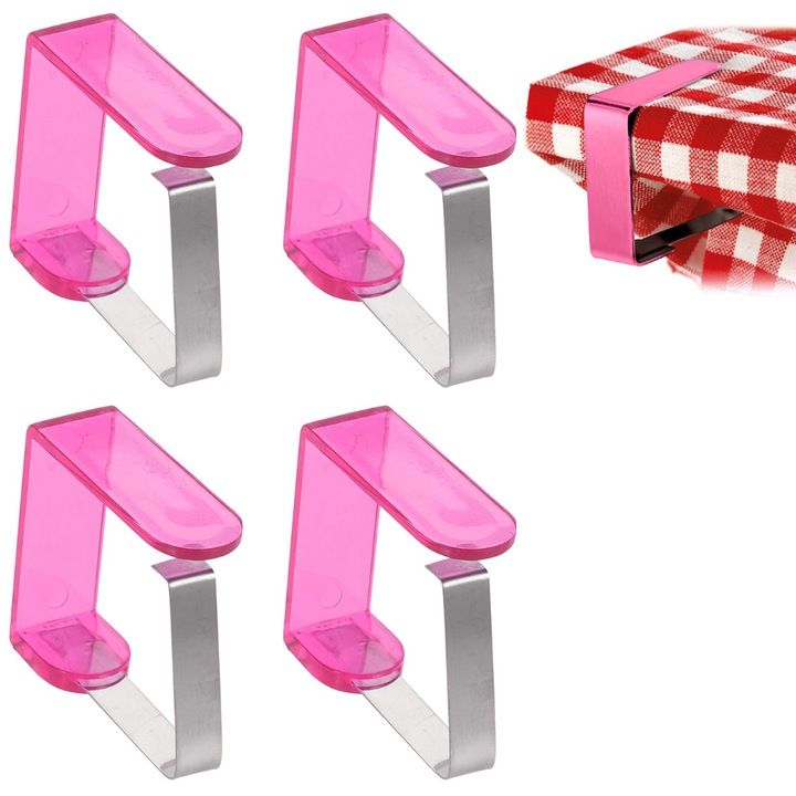 Clipsuri Pentru Fata De Masa, Openhome, 4 Bucati, Prinderi Cu Clema Metalica, 5 x 4 x 1.2 cm, Puternice Si Stabile, Pentru Casa Si Gradina, Terasa Si Balcon, Previn Alunecarea, Pentru Mese Si Blaturi, Usor De Montat